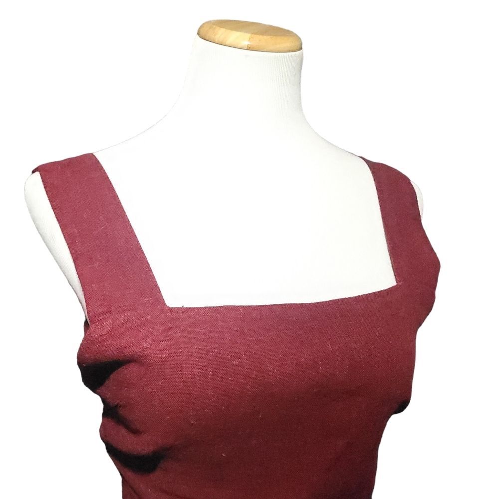All That Remains Natalie Linen Tie Top Burgundy Womens 8 Limited Edition - Picture 4 of 12